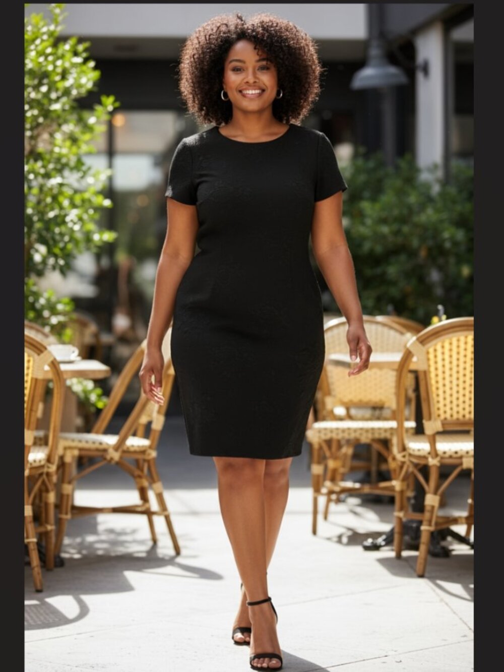 NWT Calvin Klein Black Embossed Floral Sheath Dress Size 12 Corporate Chic